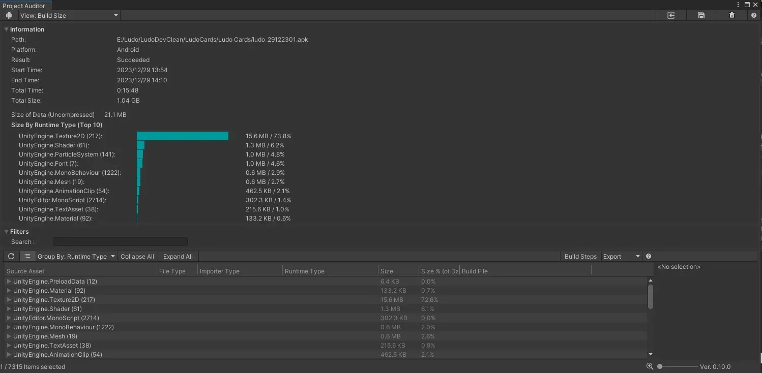 unity project auditor